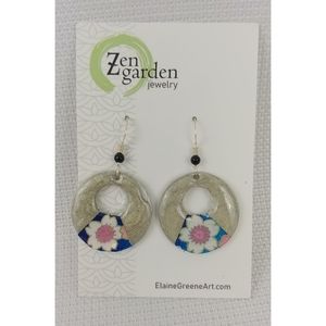 Zen garden hoop hand painted earring
